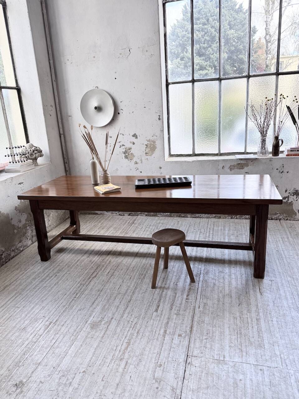 Table de ferme campagne noyer massif XL 250cm