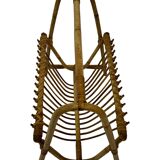 Vintage Rattan Magazine Basket Newspaper Rack 60s Rohe