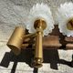 Old pair of wall sconces by Maison Lunel in brass and glass.
