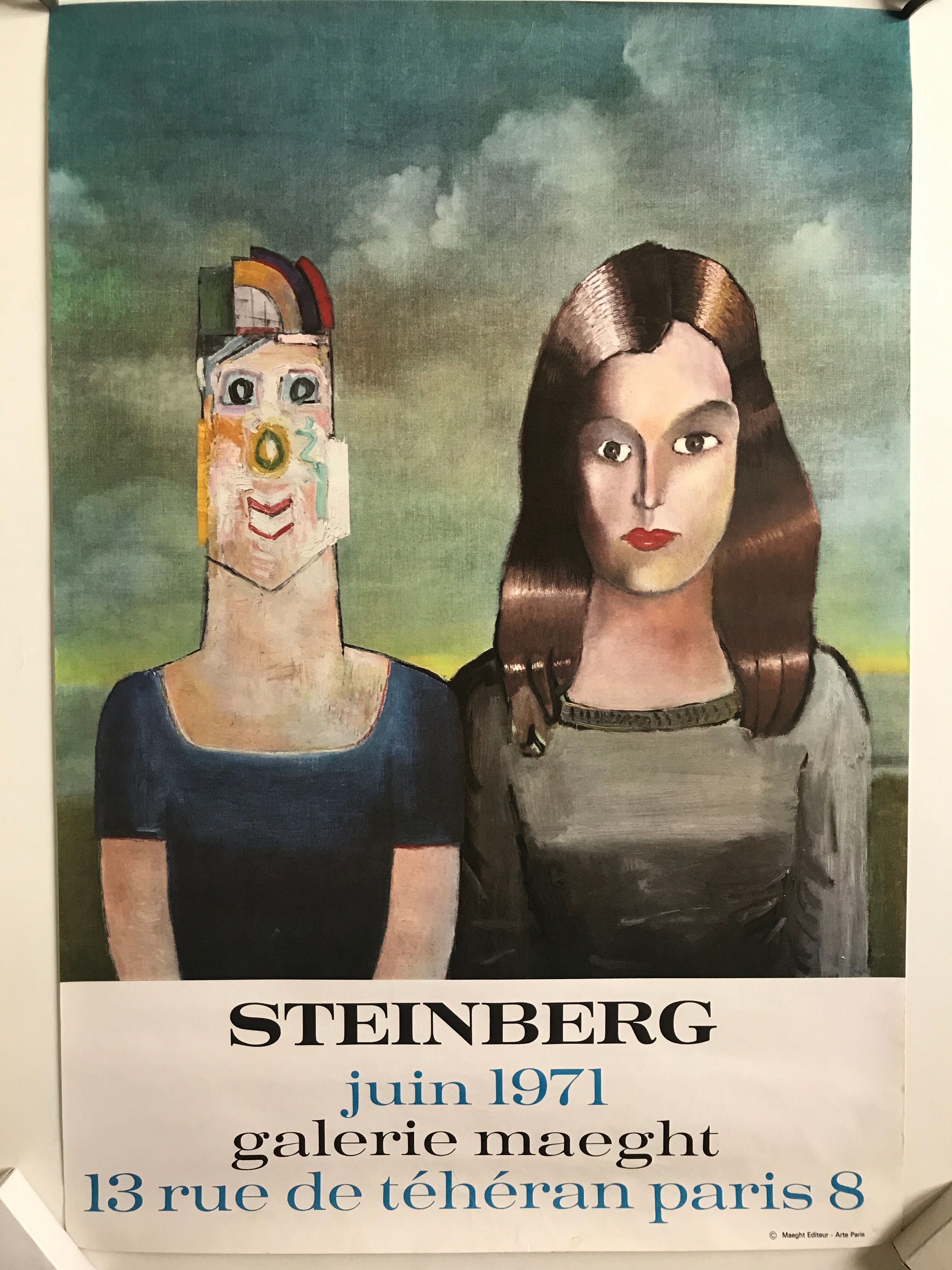 Original exhibition poster by Saul STEINBERG, Galerie Maeght, 1971