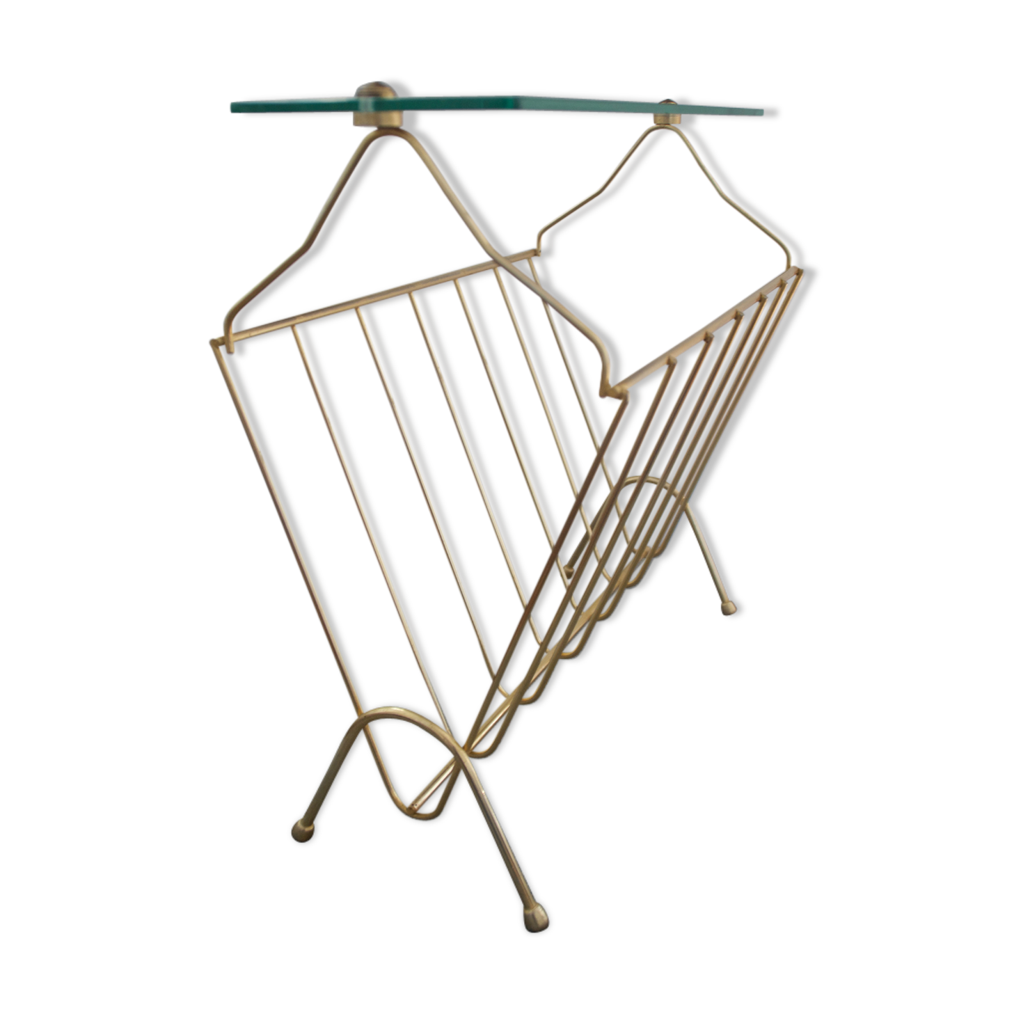 Porte-revues en laiton vintage