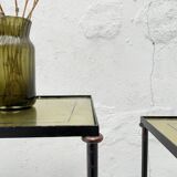 Suite of metal and glass nesting tables.