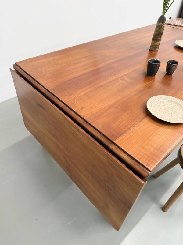 Table de ferme merisier avec allonges 260cm