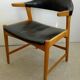 Fauteuil danois en chêne et cuir noir