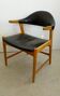 Danish armchair in oak and black leather