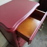 Vintage chiffonier restyled Bordeaux red