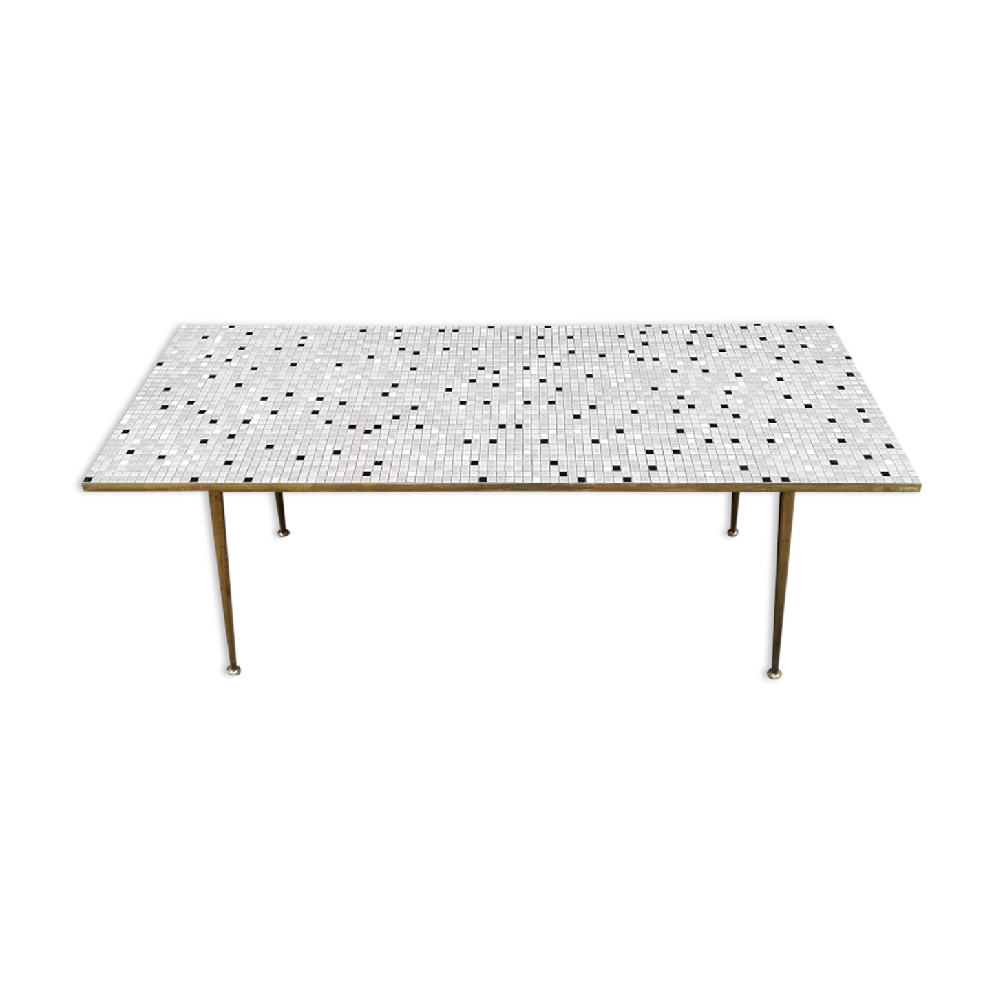 Mosaic and brass coffee table, 1950.