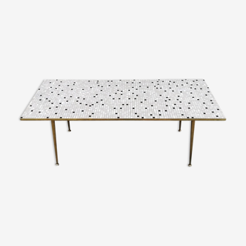 Mosaic and brass coffee table, 1950.