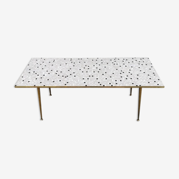 Table basse en mosaïque et laiton,1950