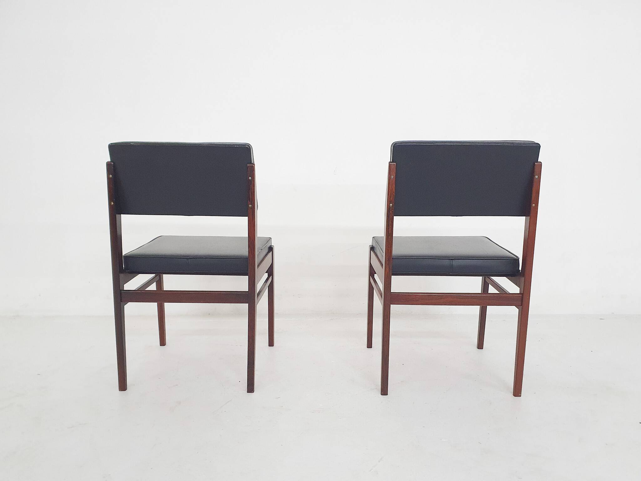 Set of 2 Topform dining chairs in black faux leather, The Netherlands 1950'