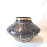 Art Deco Black Hyalite Boom Glass Vase from De Rupel Glassworks
