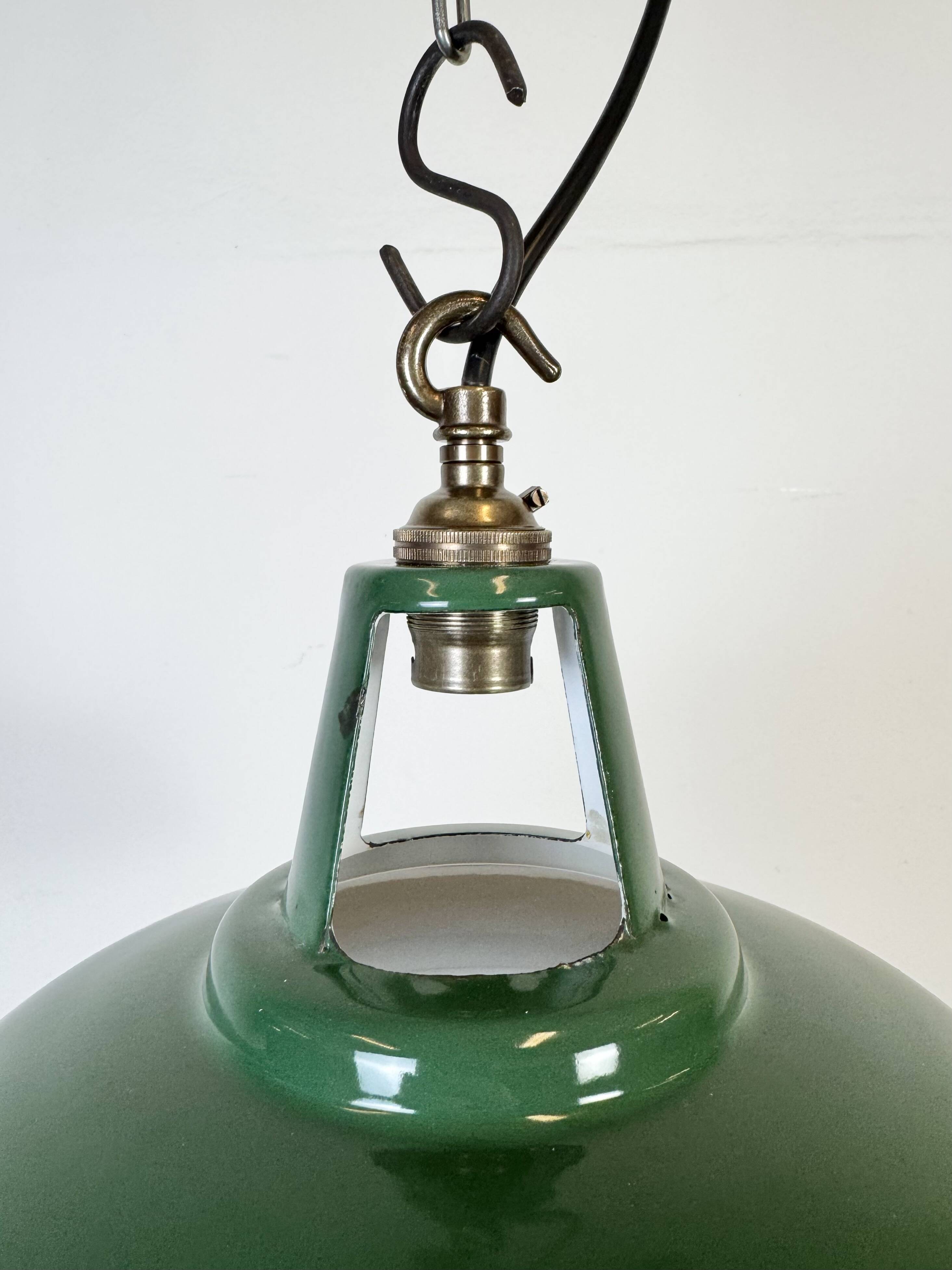 Industrial Green Enamel Factory Pendant Lamp, 1960s