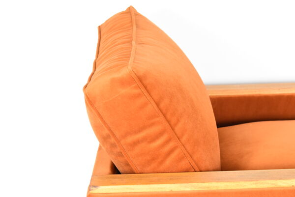 Fauteuil vintage Cube restauré, années 1970, velours roux