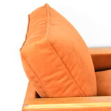 Restored vintage armchair Cube, 1970s, russet velvet