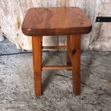 Ancien tabouret bois clair vintage