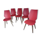 lot of 5 chairs 1950 1960 red feet compass