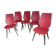 lot of 5 chairs 1950 1960 red feet compass