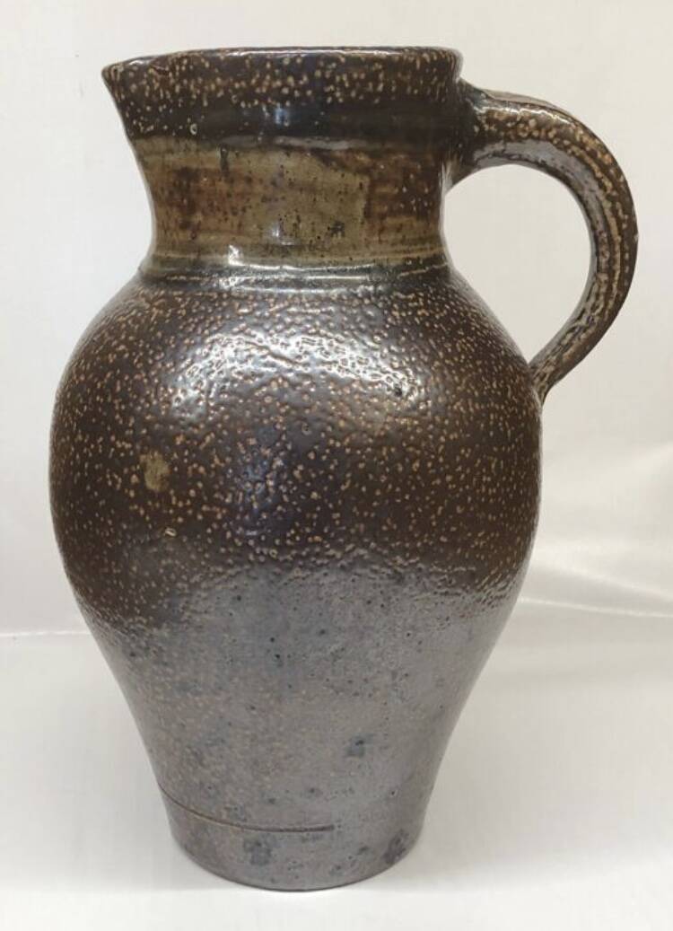 Metallic brown stoneware vase