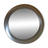 round mirror 1970s brushed stainless steel frame 43 cm