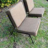 Pair of armchair heaters in brown fabric