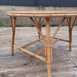 Vintage coffee table in bamboo and rattan.