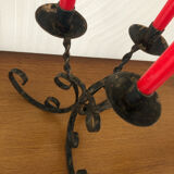 Vintage forged 3 candle holder