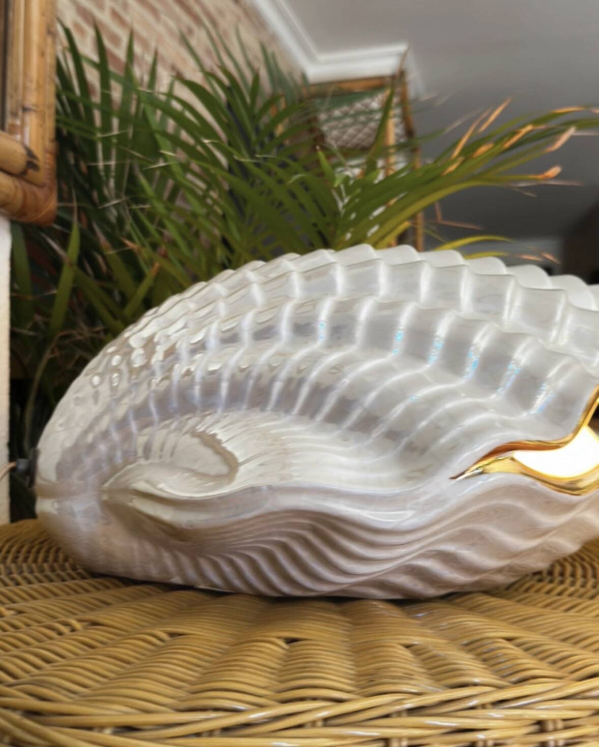 Paire de lampes en céramique nacrée en forme de coquillage, BON DÍA, années 60
