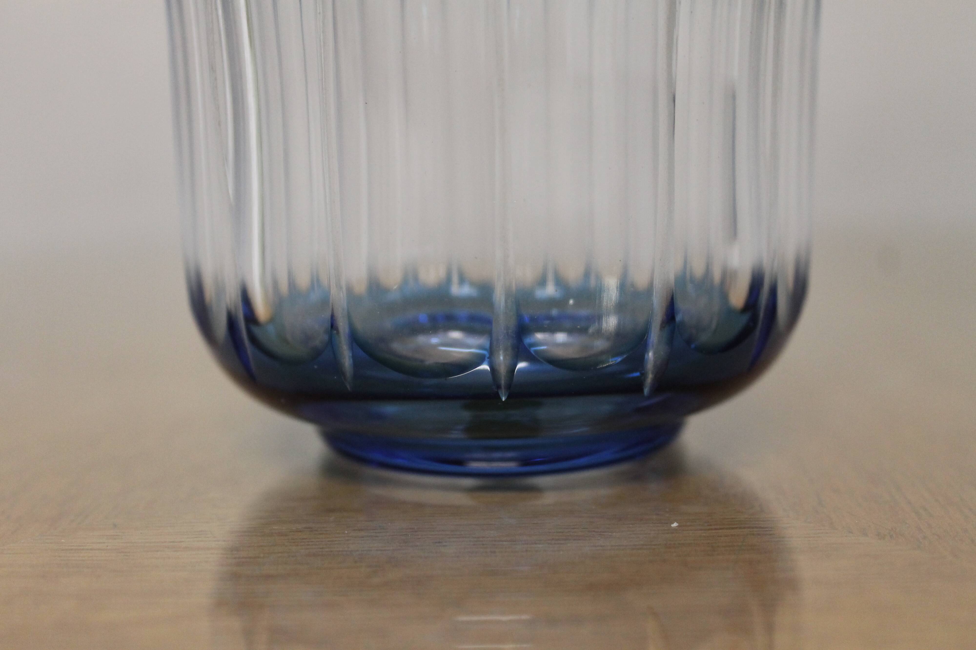 Val Saint-Lambert crystal blue flask