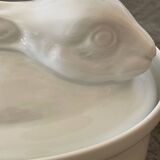 White terrine with rabbit lid