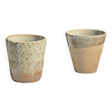 Set of 2 cups in Indonesian ceramic (brown & speckled glazed matte)