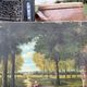 Antique painting 19th century – pastoral scene with shepherdess and sheep, signed P. Oudi