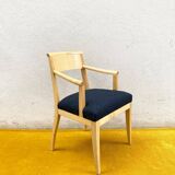 Fauteuil St James signé Philippe Hurel – sycomore massif & bouclette noire