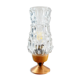 Tripod vintage tafellamp uit de jaren 60 met glazen lampenkap