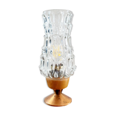 Vintage tripod table lamp from the 1960s with a glass lampshade.