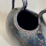 Iridescent ceramic vase with handles