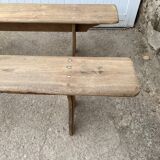 Pair of solid oak wood farmhouse benches 250cm rustic 1900