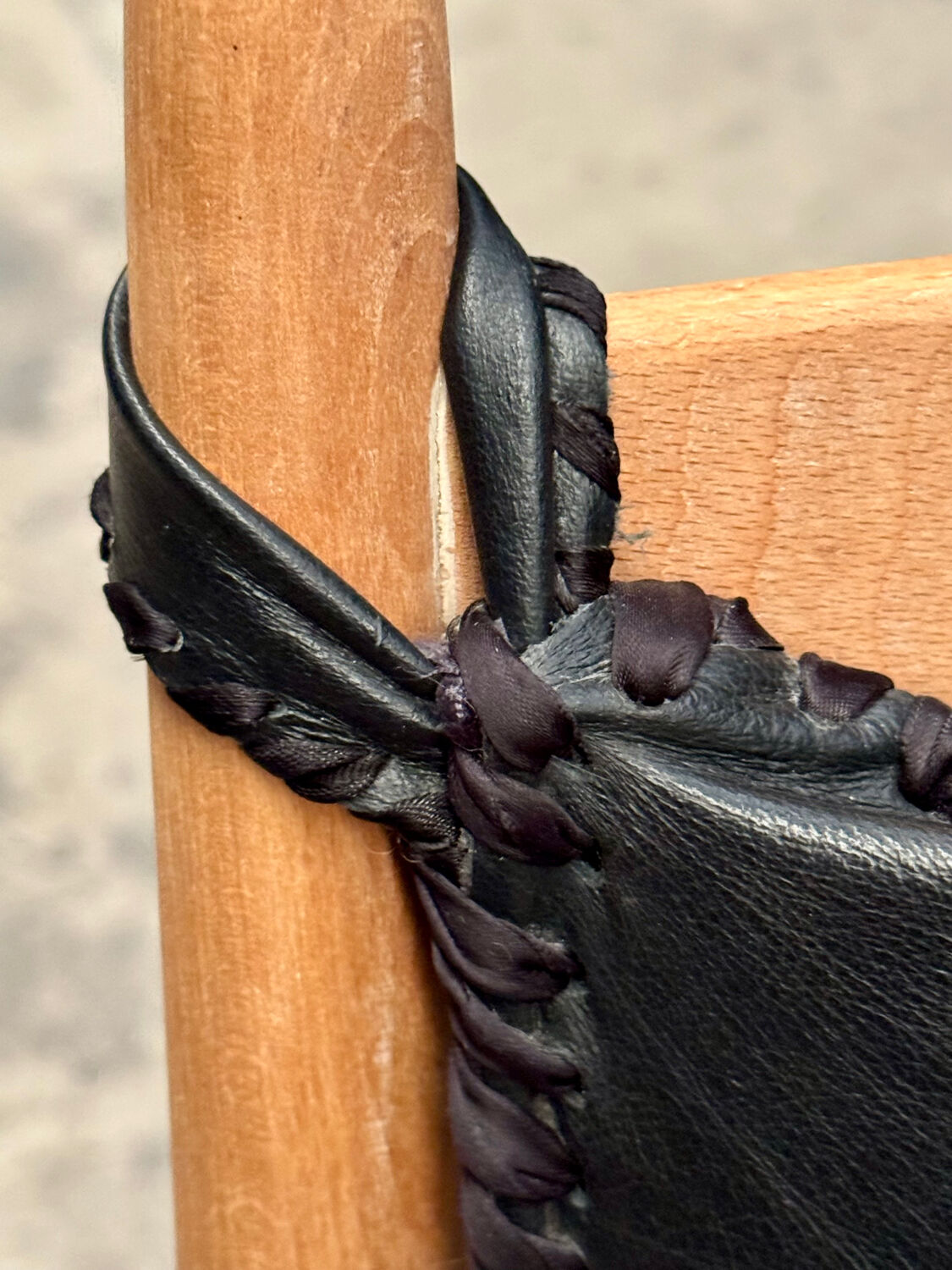 Scandinavian wooden and leather rocking chair