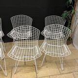 8 Vintage Harry Bertoia Wire Mesh Chairs White Lacquered Knoll