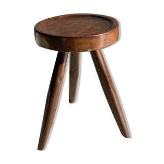 Brown solid wood stool seated circular dug