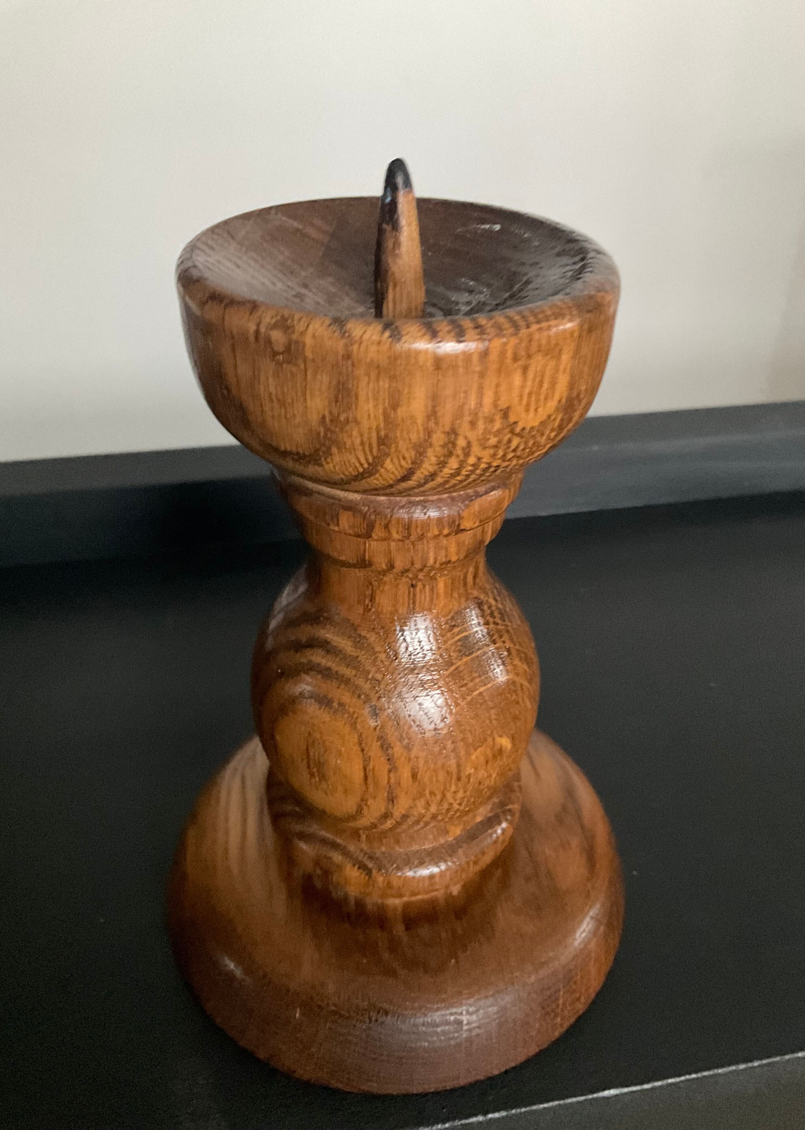 Vintage solid wood candle holder