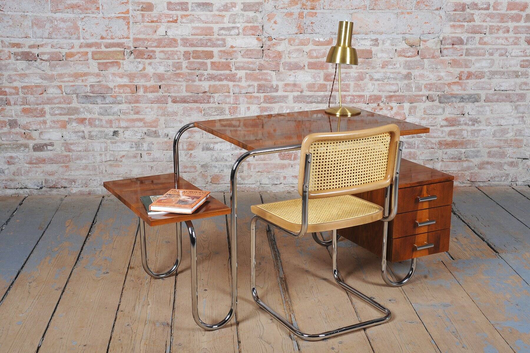 Bauhaus Walnut Writing Desk by A. Lurcat for Kovona, Czech, 1940s