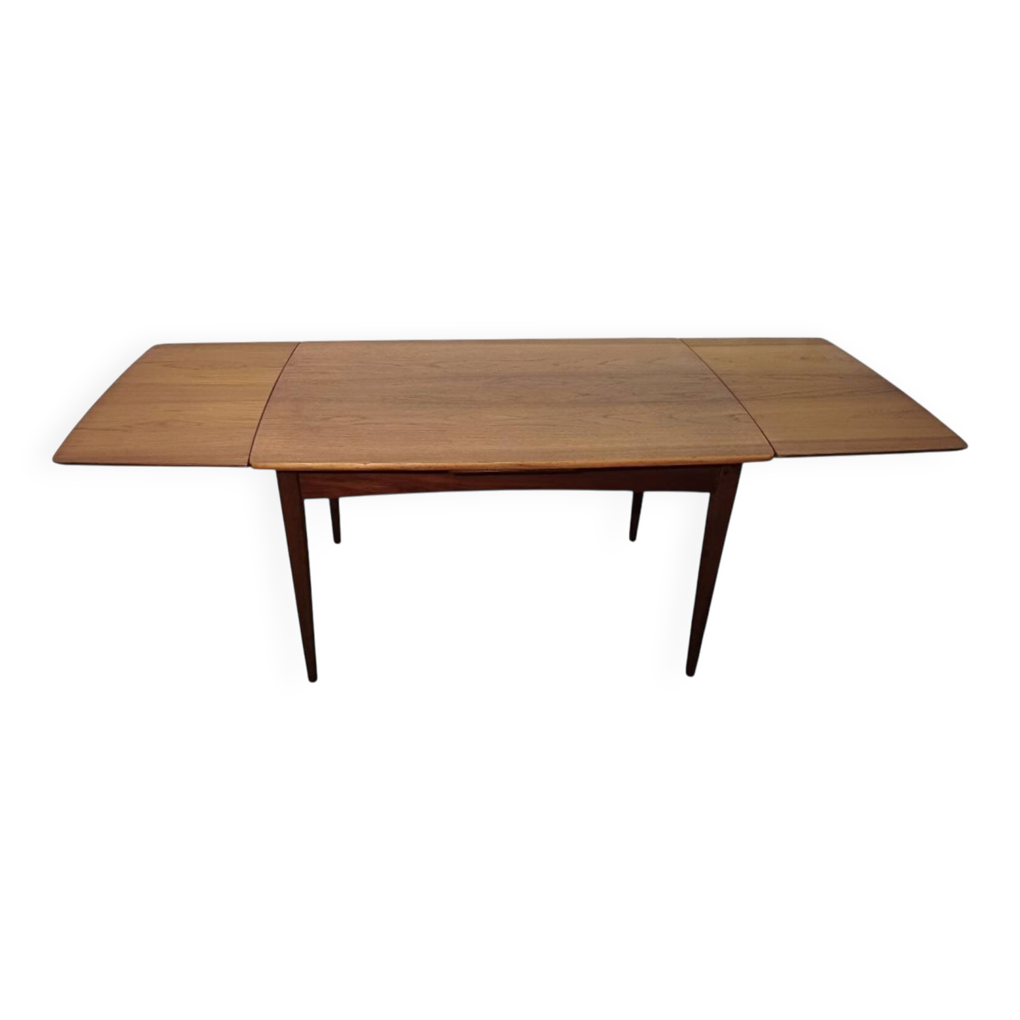 Mid century teak extendable dining table with curved top, Denmark 1960s