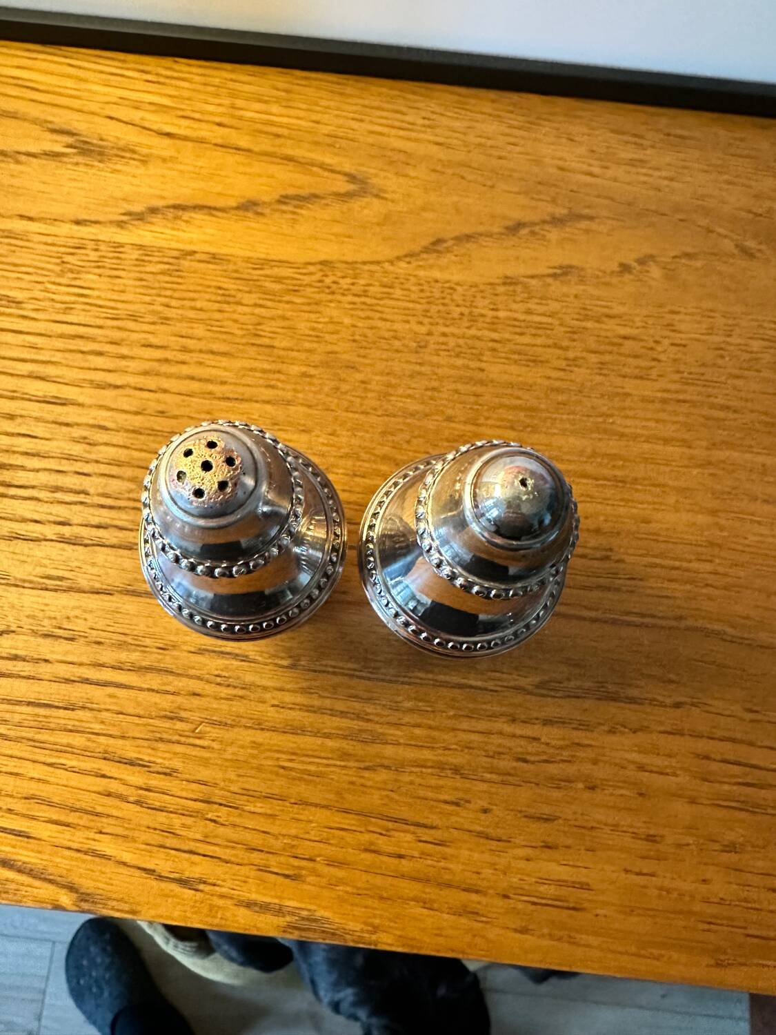Silver salt and pepper shakers