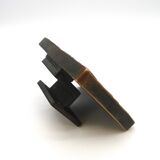 Rare Mid Century Solid Abstract Brutalist Bronze front Door Handle with key hole cover Germany 1960