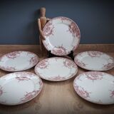 Set of 6 flat plates Red Dolphin 1920