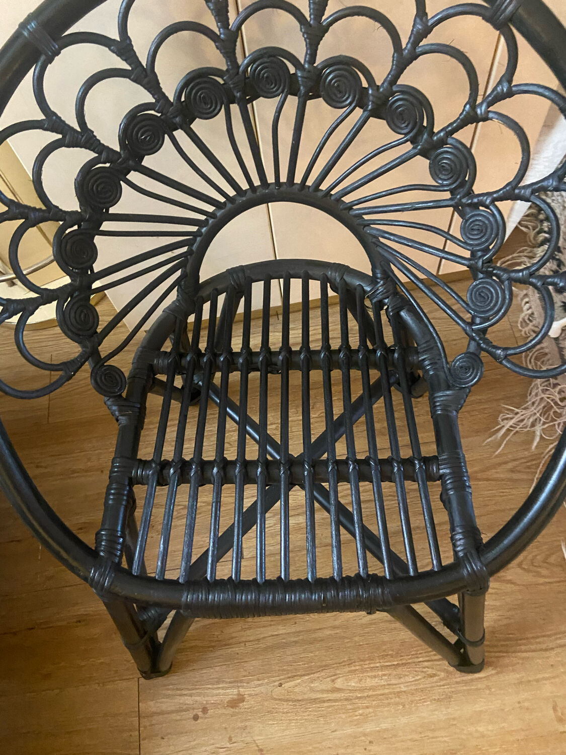 Rattan armchair peacock