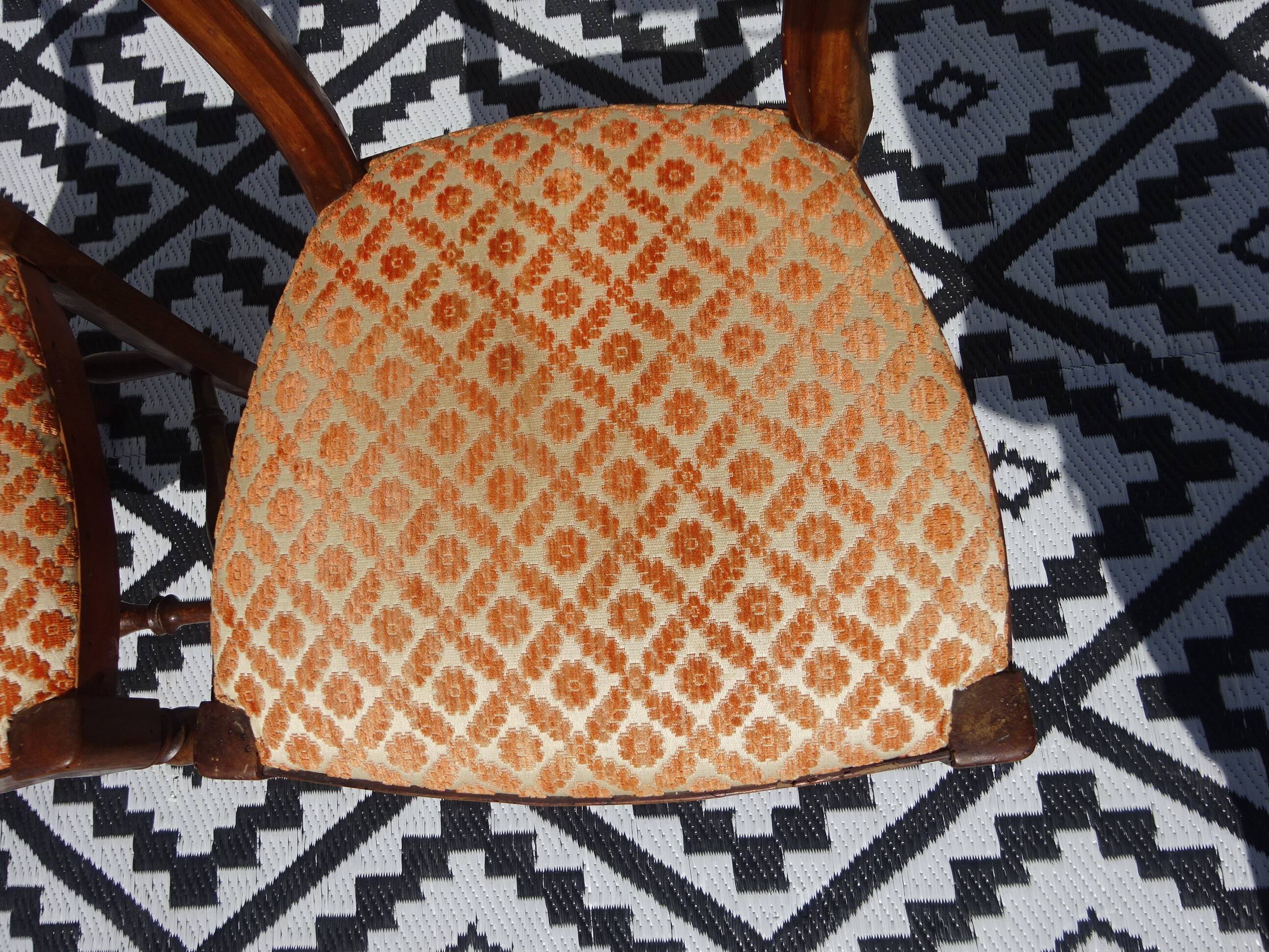 Antique Louis Philippe style chairs in walnut and velvet