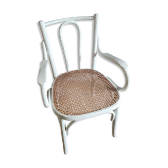 Chaise / fauteuil cannage et bois peint shaby vintage