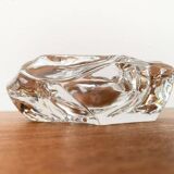 Mid-century Scandinavian heavy frosted glass table and ashtray, 1960s, set of 2.