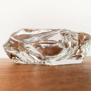 Mid-century Scandinavian heavy frosted glass table and ashtray, 1960s, set of 2.